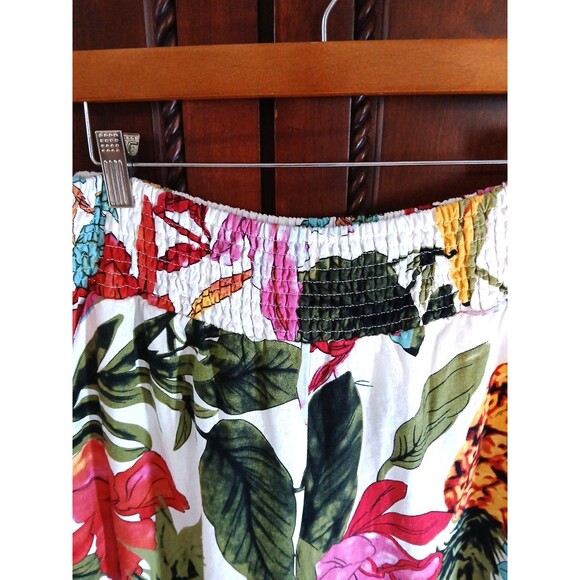 TAHARI Women's Size L Vibrant Floral Wide Leg Linen Pants Tropical Pineapples - Picture 3 of 11